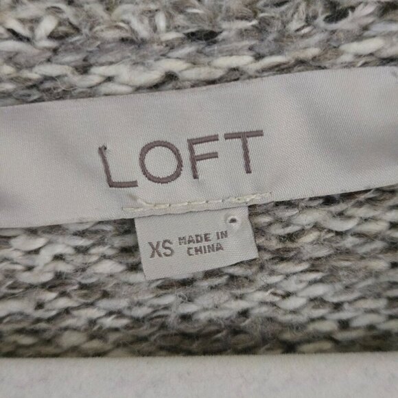 Loft Neutral Polar Bear Fringe Cotton Wool Blend Mockneck Sweater Size XS - Picture 6 of 7